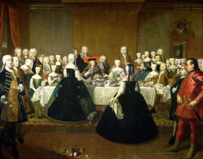 Wedding Breakfast of Empress Maria Theresa of Austria and Francis of Lorraine, later Francis I, c.1736 by Martin II Mytens or Meytens